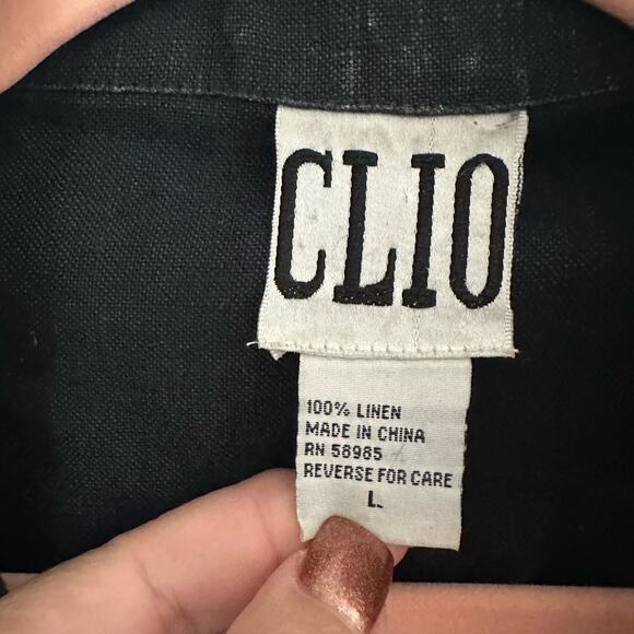 Clio 100% Linen Minimalist Lagenlook Coastal Grandma Button Down Top Large - Picture 8 of 9